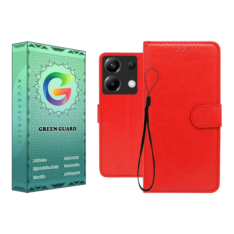 کیف کلاسوری گرین گارد طرح چرمی مدل Landing مناسب برای گوشی موبایل شیائومی Redmi Note 13 Pro 5G / Poco X6 به همراه بند آویز
