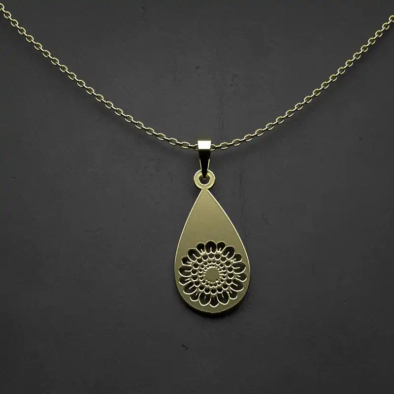 گردنبند طلا 18 عیار زنانه مدوپد مدل  طرح اشک و گل کد NN1146