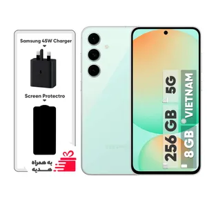 گوشی موبایل سامسونگ مدل S24 FE دو سیم کارت ظرفیت 256 گیگابایت و رم 8 گیگابایت - ویتنام - به همراه هدیه شارژر 45 واتی سامسونگ همراه با کابل تبدیل USB-C به طول 1.8 متر و محافظ صفحه نمایش