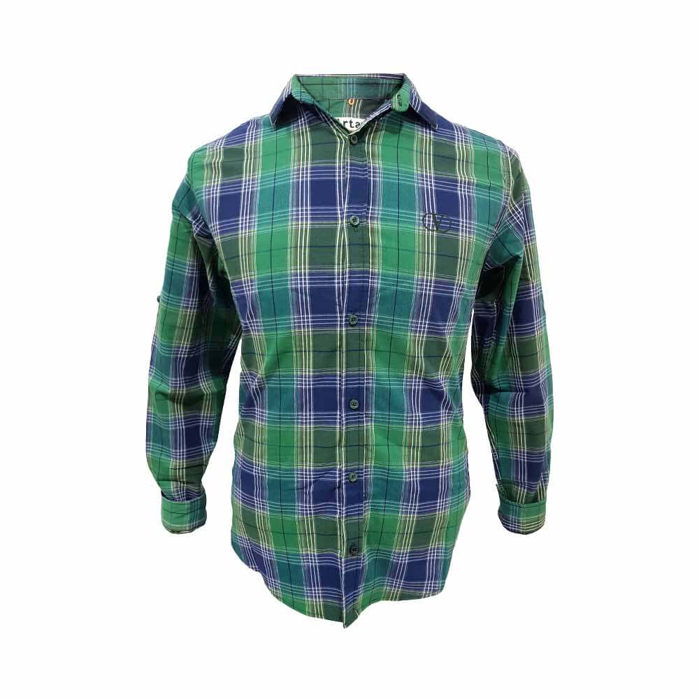 پیراهن آستین بلند مردانه مدل چهارخانه کد 1 رنگ سبز