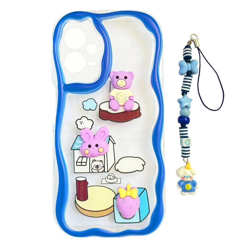 کاور طرح تدی مدل توت فرنگی کد A11242 مناسب برای گوشی موبایل شیائومی Redmi Note 12 5G / PocoX5 5G به همراه بند آویز