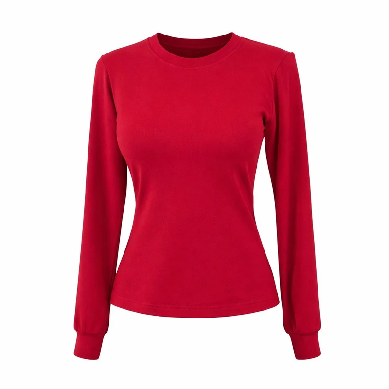 کراپ بلوز آستین بلند یقه گرد زنانه مدل Rai01