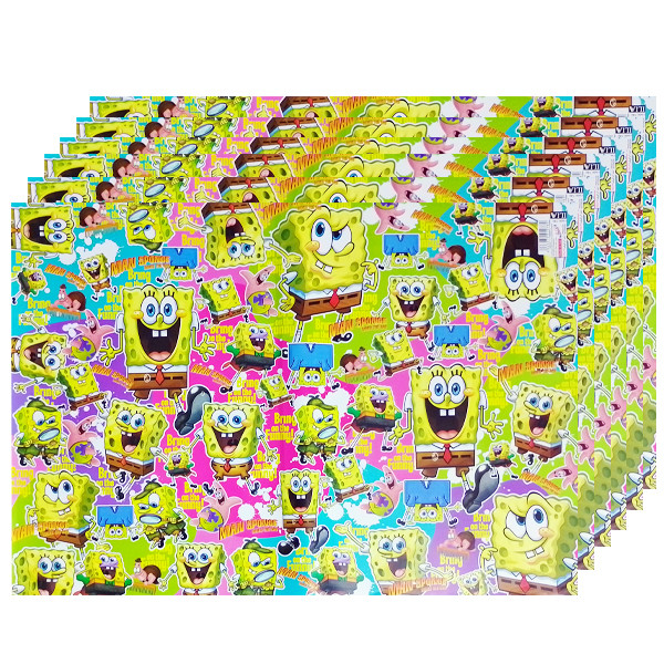 کاغذ کادو ایلیا گرافیک مدل فانتزی کارتونی باب اسفنجی پاتریک بسته 6 عددی