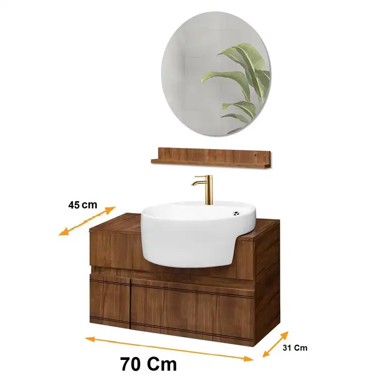 ست کابینت و روشویی آزالیا مدل Milana 16 به همراه آینه و شلف