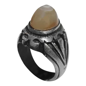 انگشتر نقره مردانه مدل عقیق سلیمانی نطفه دار ASN2015