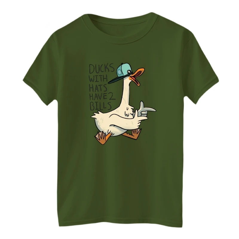 تی‌شرت آستین کوتاه لانگ یقه گرد بچگانه مدل اردک کلاه دار