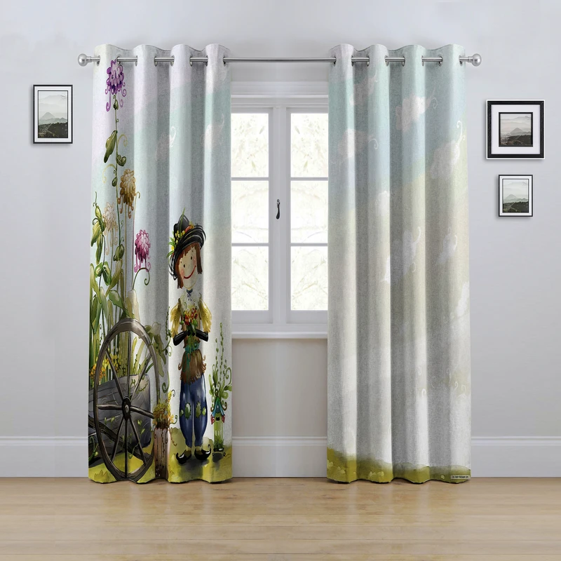 پرده مدل پانچی طرح کودکانه مزرعه سایز 280x145 سانتی متر