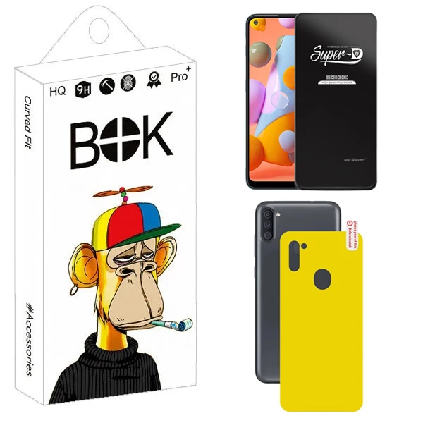 محافظ صفحه نمایش بوک مدل Transparent SuperD مناسب برای گوشی موبایل سامسونگ Galaxy A11 / M11 به همراه محافظ پشت گوشی