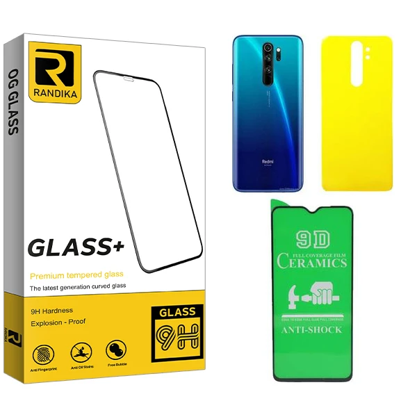 محافظ صفحه نمایش سرامیکی راندیکا مدل Randika مناسب برای گوشی موبایل شیائومی Redmi Note 8 Pro به همراه محافظ پشت گوشی