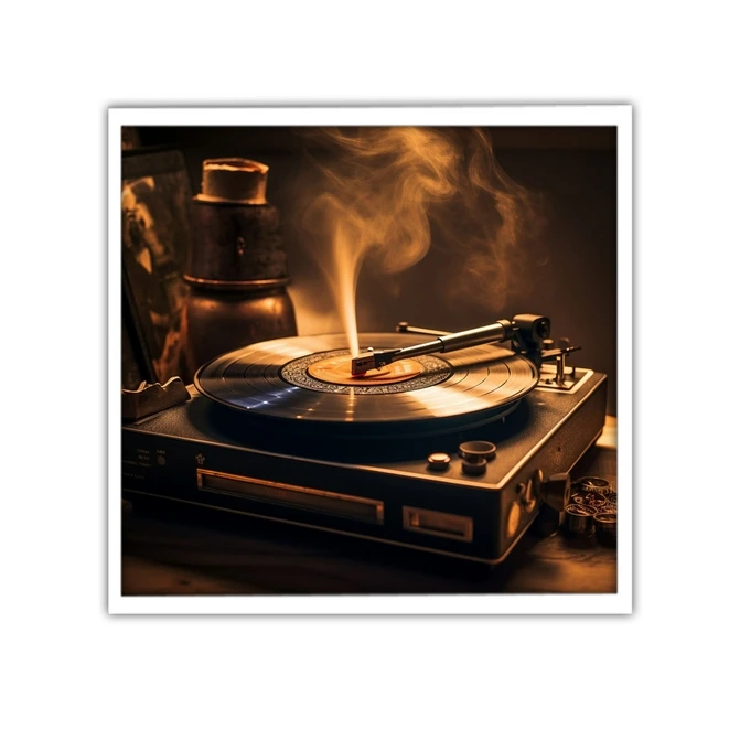 تابلو نوری بکلیت طرح هنر موسیقی و دیسک گرامافون  مدل W-MID-18680
