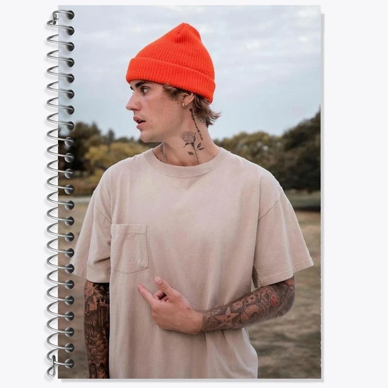 دفتر زبان 50 برگ خندالو مدل دو خط طرح جاستین بیبر Justin Bieber کد 19017