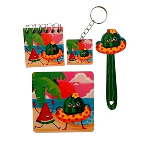 بسته لوازم تحریر مدل یلدایی هندوانه و دریا کد mn123 بسته 4 عددی