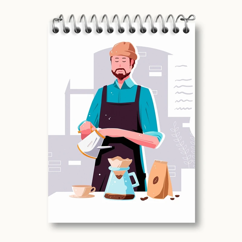 دفتر یادداشت 50 برگ خندالو مدل باریستا کافه چی کد 28140