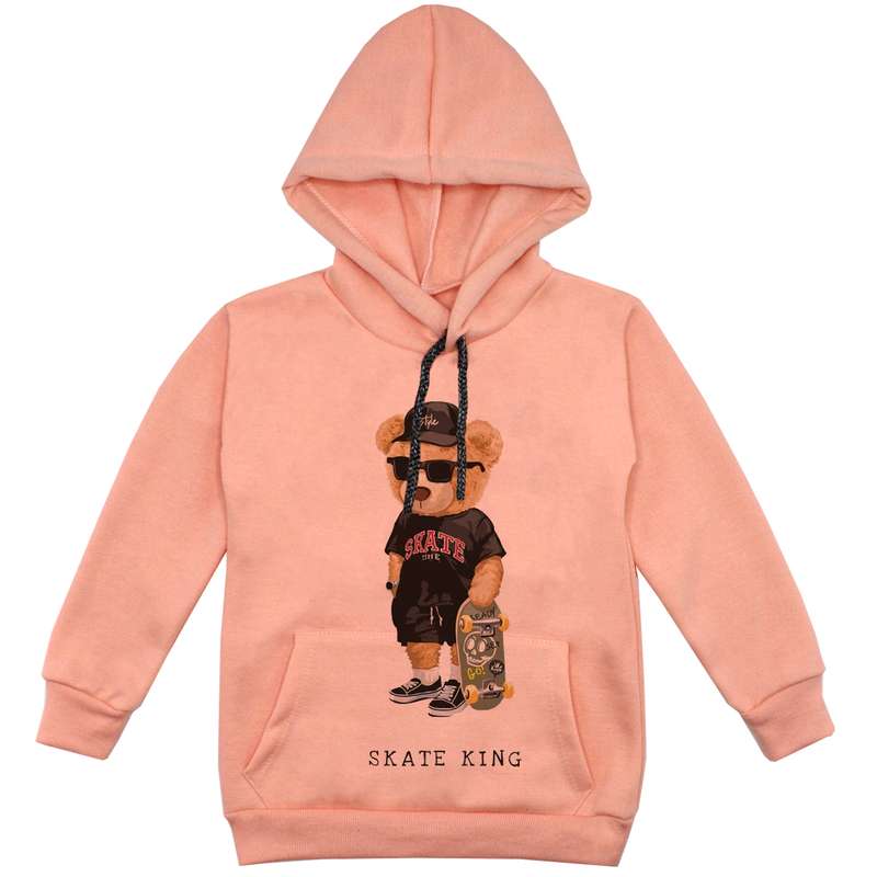 هودی پسرانه مدل خرس عینکی F220 رنگ گلبهی