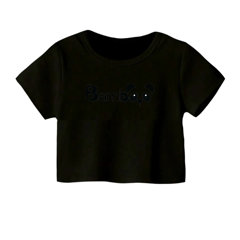 کراپ‌ تی‌شرت آستین کوتاه زنانه مدل پاندا