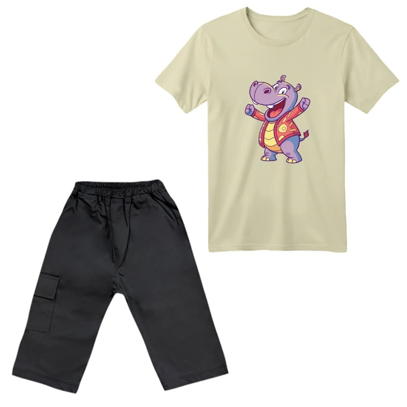 ست تی‌شرت آستین کوتاه و شلوارک پسرانه کد 01