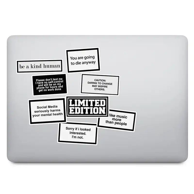 استیکر لپ تاپ ماسا دیزاین طرح TEXT کد COL025 مجموعه 8 عددی