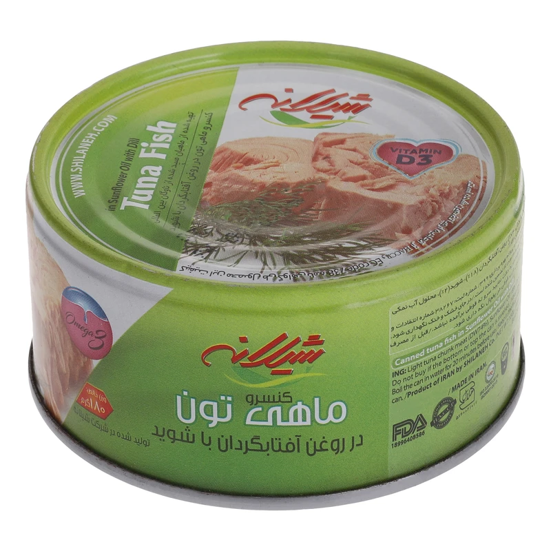 کنسرو ماهی تون در روغن آفتاب گردان به همراه شوید شیلانه - 180 گرم 