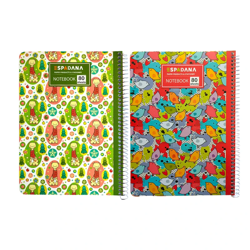 دفتر مشق 80 برگ اسپادانا مدل خط آبی طرح بچگانه بسته 2 عددی کد 1729
