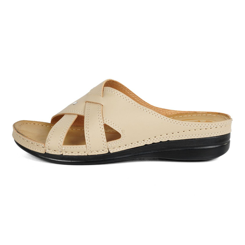 دمپایی زنانه پاپا مدل سانیا رنگ کرم