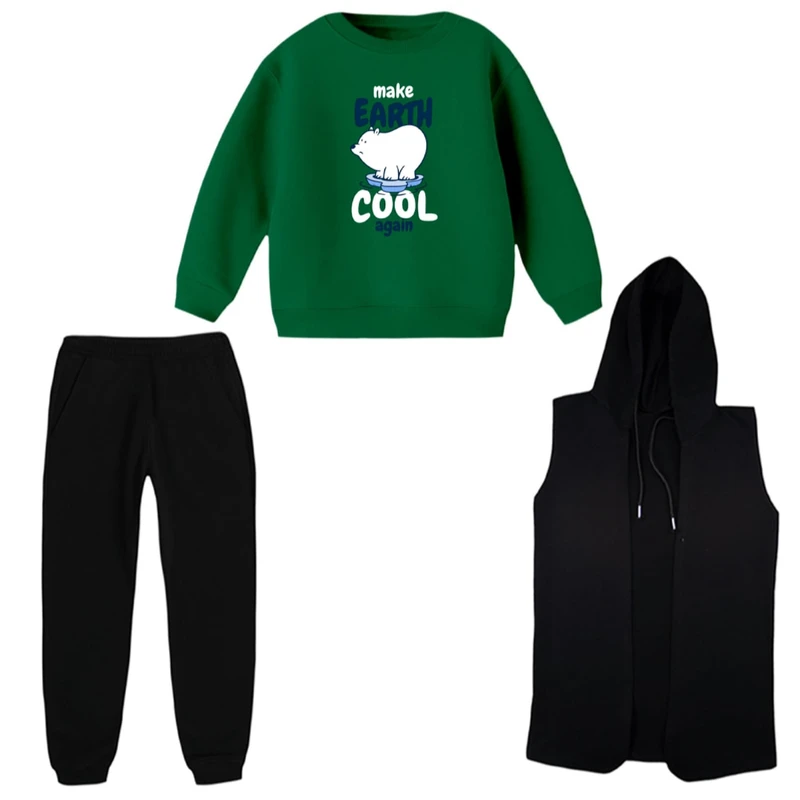 ست 3 تکه لباس راحتی بچگانه مدل خرس قطبی  