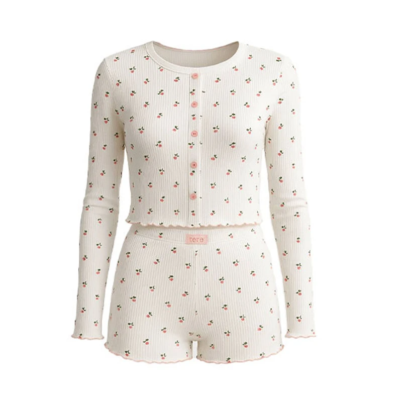 ست تی‌شرت آستین بلند و شلوارک راحتی زنانه مدل 4040910 