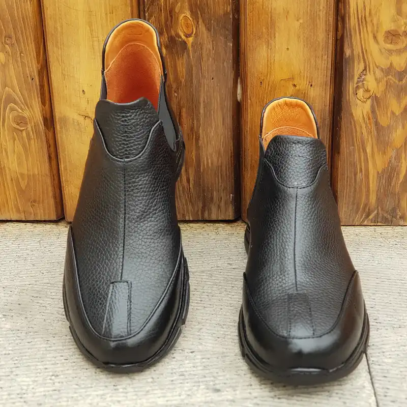 نیم بوت زنانه مدل چرم طبیعی کد 0056 رنگ مشکی