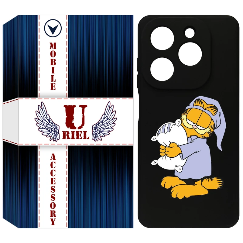 کاور یوریل مدل KSH کد 73 طرح گارفیلد خوابالو مناسب برای گوشی موبایل تکنو Spark 20 / Spark Go 2024