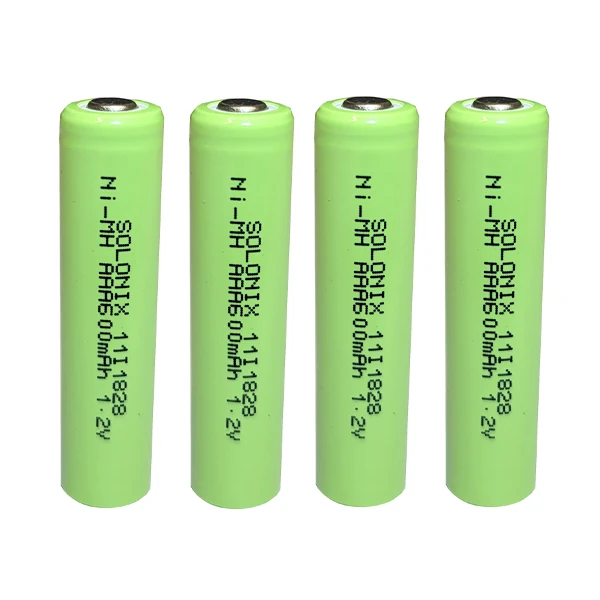 باتری نیم قلمی قابل شارژ سولونیکس مدل Ni-MH 600mAh FLAT مجموعه 4 عددی