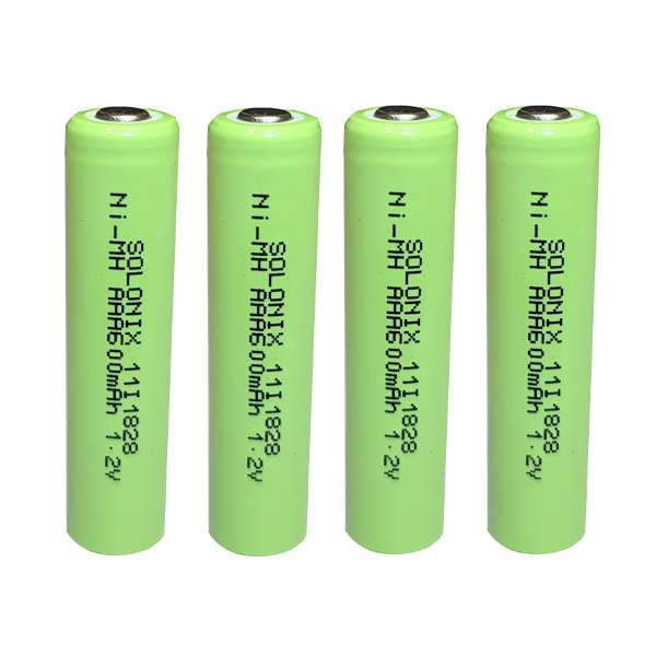 باتری نیم قلمی قابل شارژ سولونیکس مدل Ni-MH 600mAh FLAT مجموعه 4 عددی