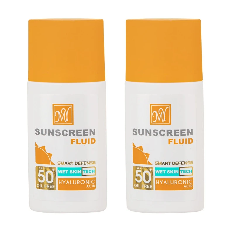 فلوئید ضدآفتاب بی‌رنگ مای SPF50 مدل Hyaluronic Acid مناسب انواع پوست، حجم 50 میلی‌لیتر مجموعه 2 عددی