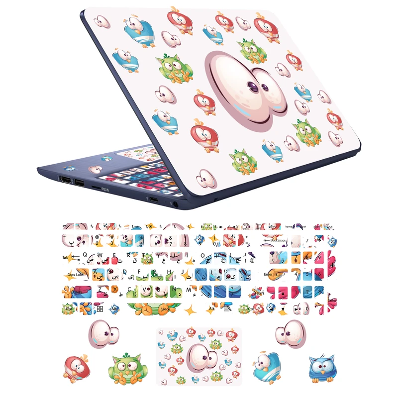  استیکر لپ تاپ طرح ct-owl کد 01 مناسب برای لپ تاپ 17 اینچی به همراه برچسب حروف فارسی کیبورد