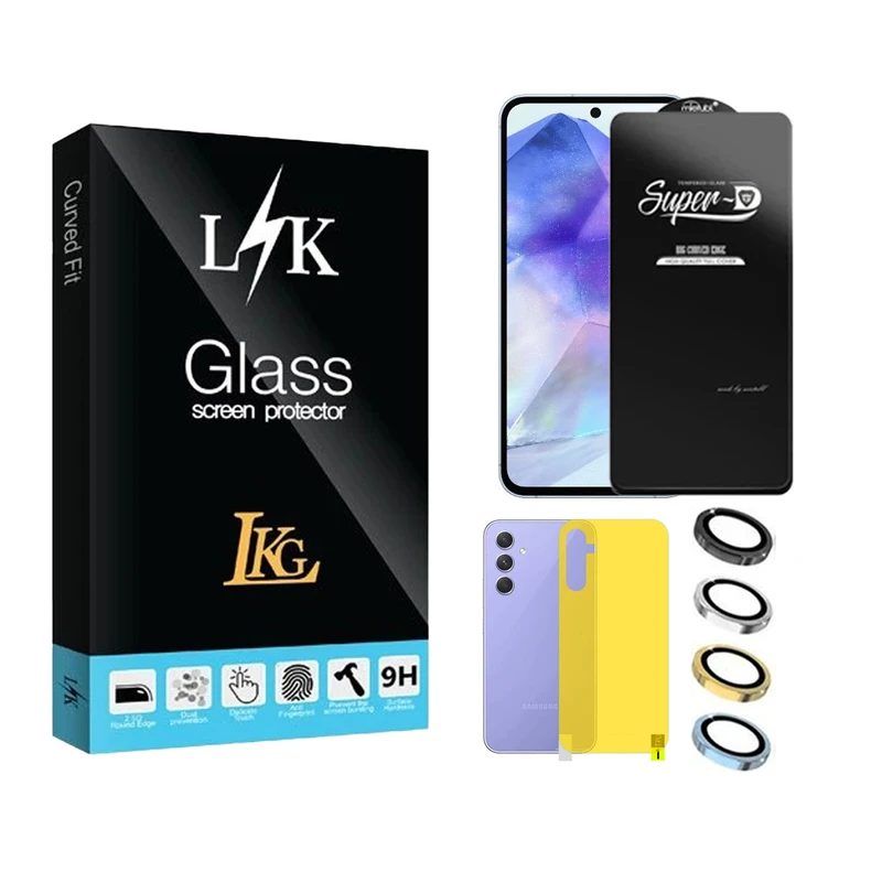 محافظ لنز دوربین ال کا جی مدل LKK Ringi مناسب برای گوشی موبایل سامسونگ Galaxy A55 5G / A35 5G به همراه محافظ صفحه نمایش و محافظ پشت گوشی