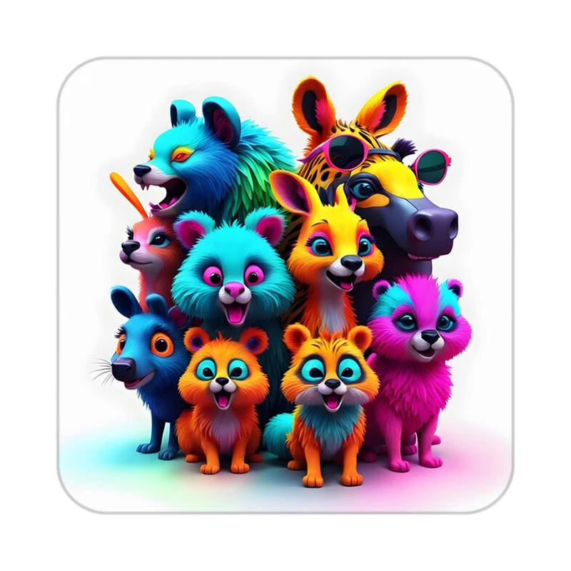 زیر لیوانی کاکتی طرح حیوانات رنگی مدل mp25202