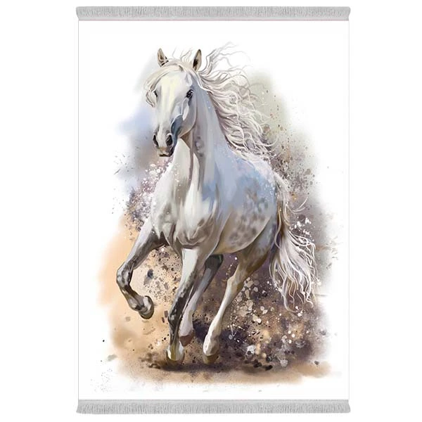 فرش پارچه‌ای دفه مدل فرشینه شانل مخمل طرح فانتزی کد 7215