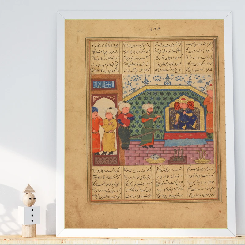 تابلو طرح نگاره پادشاه جمشید مدل G00193 فریم سفید