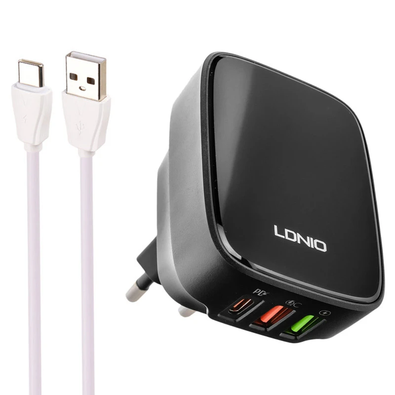 شارژر دیواری 32 وات الدینیو مدل Q334 به همراه کابل USB-C