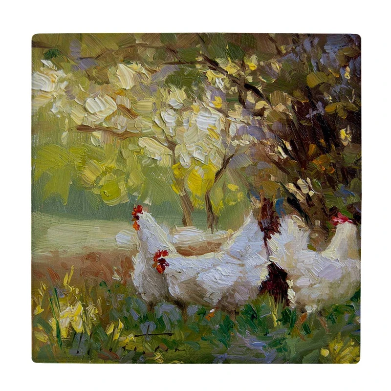 زیر لیوانی  طرح نقاشی خروس ها کد    6085077_5053