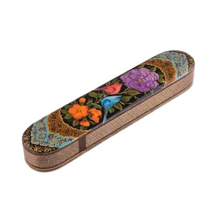 قلمدان خاتم کاری کروبی طرح گل و مرغ کد 1028