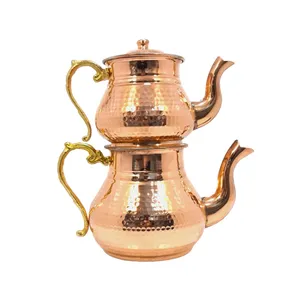 ست کتری قوری مسی مدل چکش کاری شده کد 1022