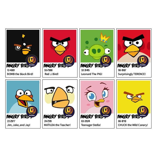 استیکر کالامیکس مدل پنتون طرح angry birds مجموعه 8 عددی