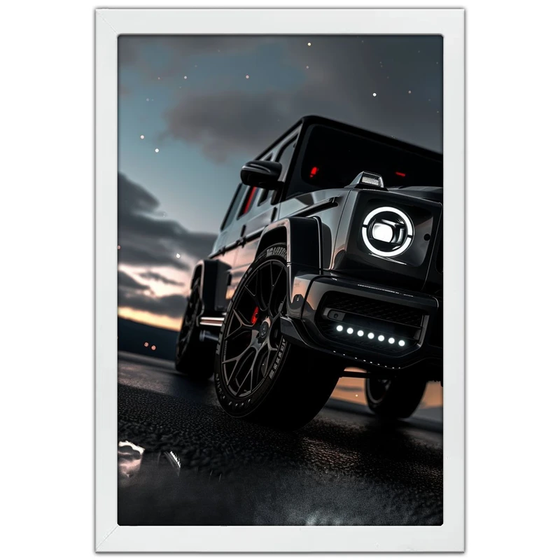 تابلو بکلیت طرح ماشین و خودرو مرسدس بنز Mercedes-Benz G-Class G63 AMG مدل W-po1929 فریم سفید