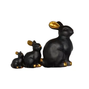 مجسمه مدل خرگوش بازیگوش مشکی مجموعه 3 عددی