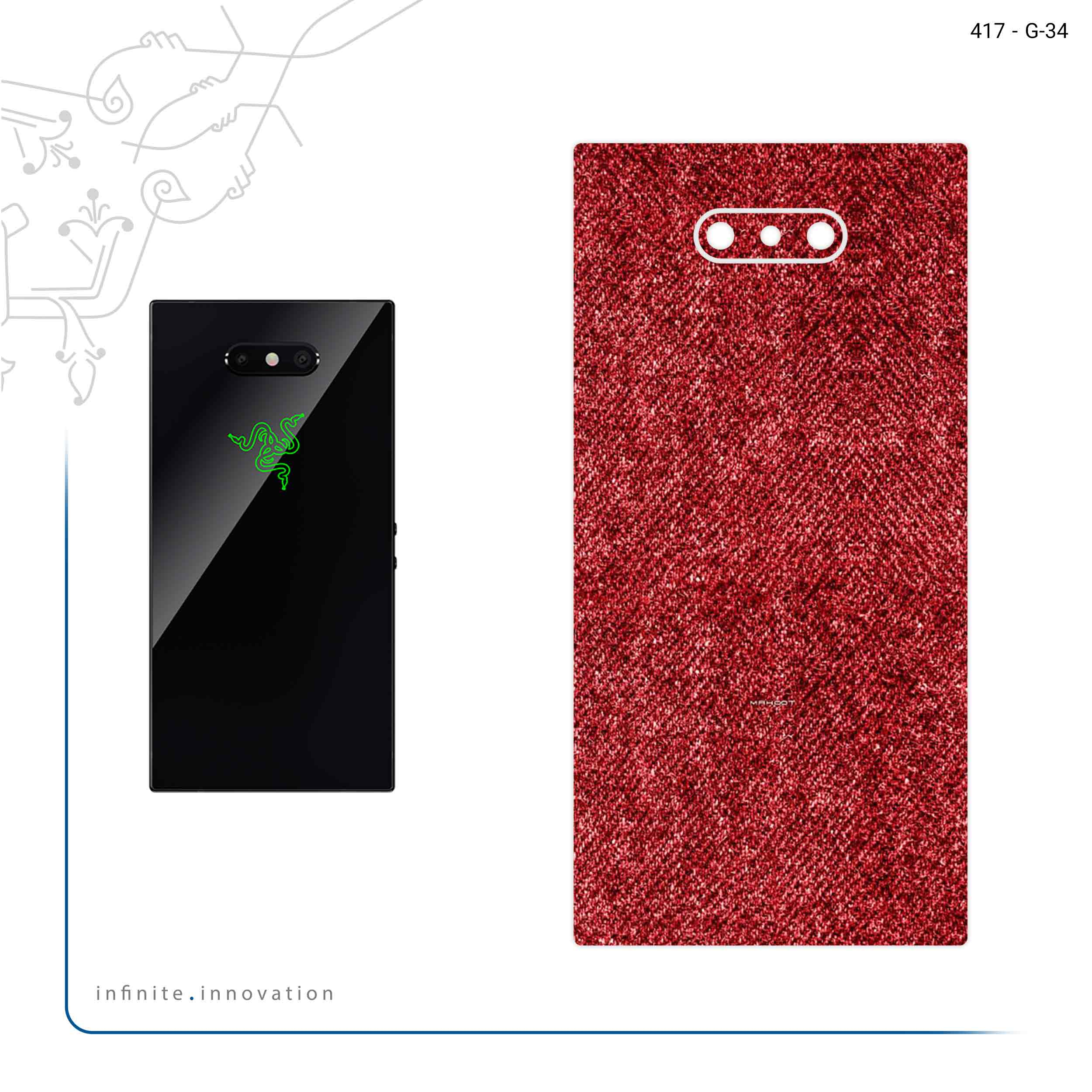 برچسب پوششی ماهوت مدل Fabric Texture 4 مناسب برای گوشی موبایل ریزر Phone 2