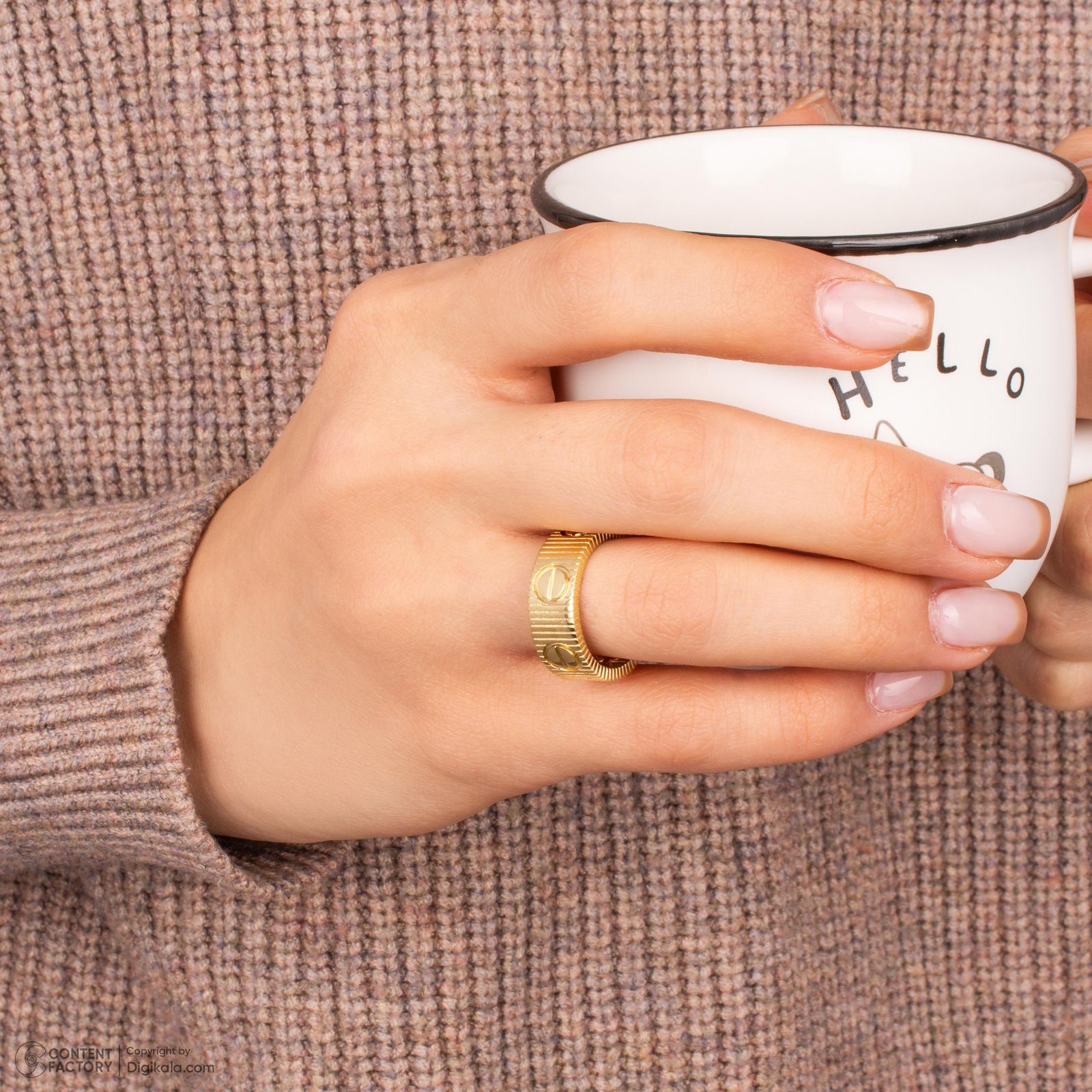 انگشتر طلا 18 عیار زنانه با طرح کارتیه لاو گلدم مدل R348006 سایز 53 -  - 2