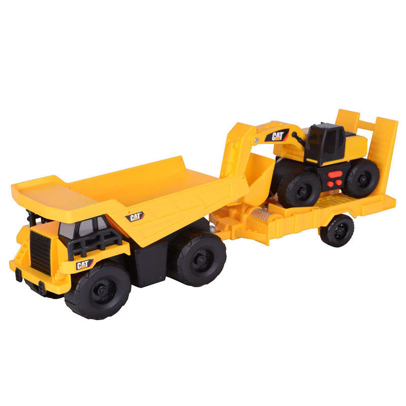قیمت و خرید ماشین بازی کاترپیلار مدل Dump Truck with Trailer and Excavator