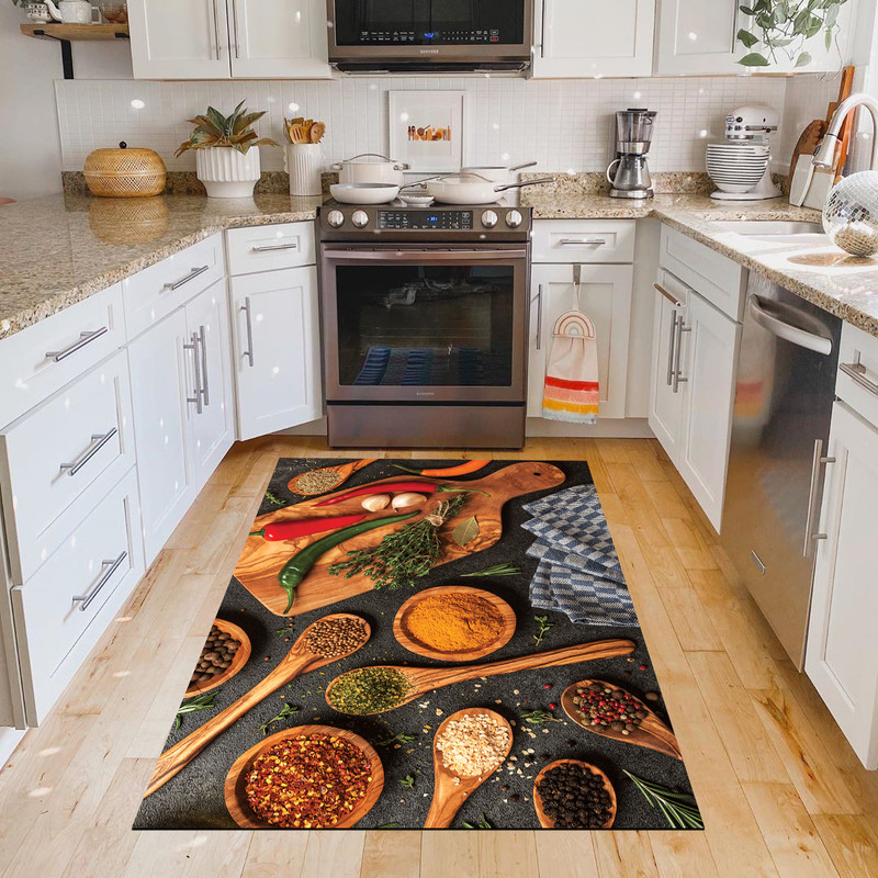 فرش پارچه ای مدل آشپزخانه طرح میز آشپزی 6029