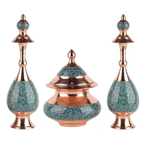 ست 3 تکه قندان و تنگ فیروزه کوبی هنرلوکس کد FTS28