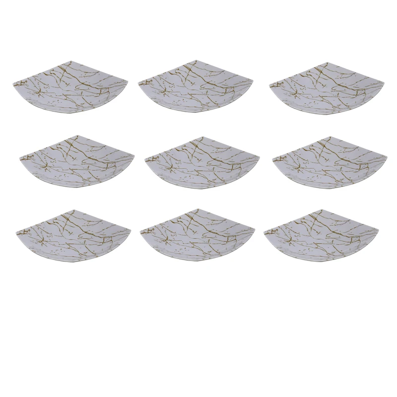 بشقاب خورش خوری مدل گود طرح مرمر کد YP-ST-C207 مجموعه 9 عددی