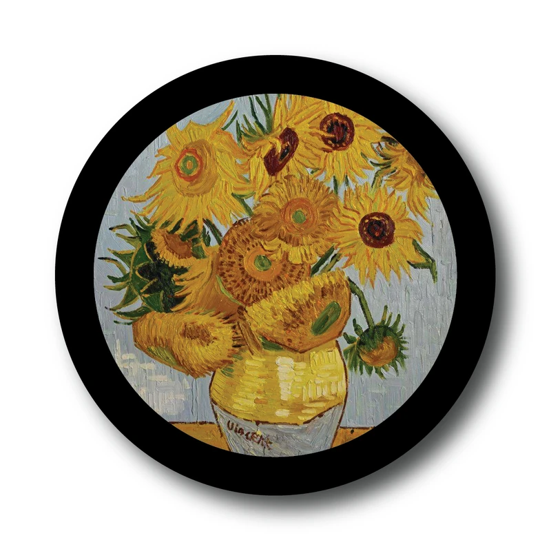 تابلو مدل دایره ای طرح گل و گلدون ونگوگ  کد 18 